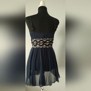 Yandy Strapless Navy Dress with Embellished Waist